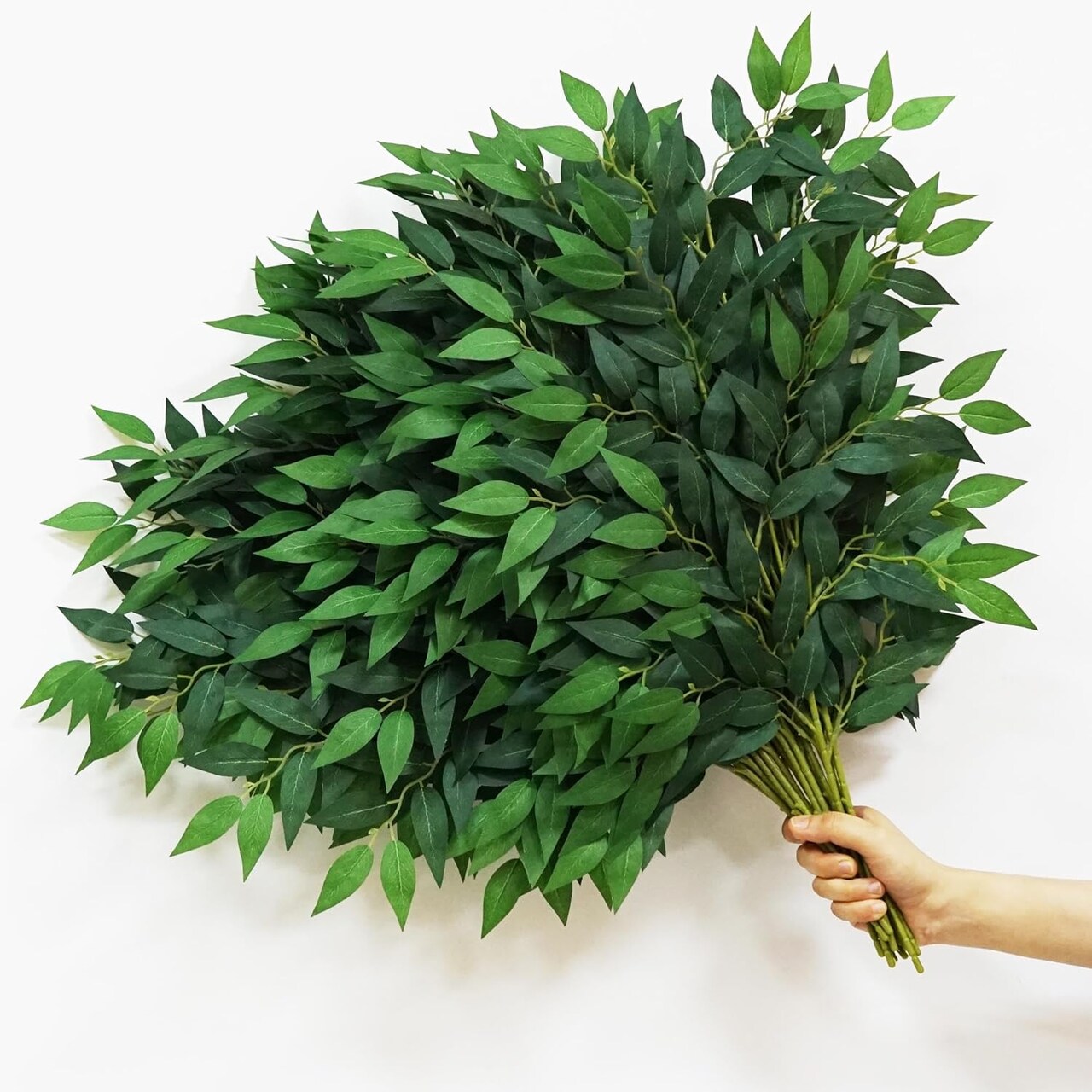 40pcs Italian Ruscus Greenery 68cm Artificial Greenery Stems (Italian Ruscus Stems 40) 0.2"D x 17.72"W x 26.8"H